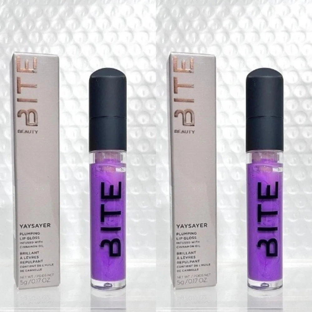 2x Bite beauty yaysayer plumping lip gloss In Lavender Cookie - 0.17 Oz New